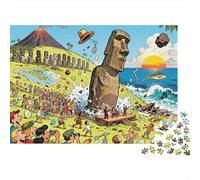 Le Déplacement des Statues Moai de Rapa NUI Puzzle en Bois Imperméable DIY Puzzles De 1000 Pièces pour Adultes Cadeaux Amusant De Décoration pour La Maison