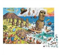 Le Déplacement des Statues Moai de Rapa NUI Puzzle en Bois Imperméable Puzzles De 1000 Pièces pour Adultes Cadeaux Impossible Jeux Éducatifs