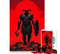 Le Dernier Berserker Guerrier Viking sur Un tas de crânes Puzzle de 1000 pièces pour Adolescents Jeu Intelligent et ludique Découpe Lisse Liste de souhaits du Père Noël 38x26cm