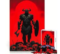 Le Dernier Berserker Guerrier Viking sur Un tas de crânes Puzzle de 1000 pièces pour Adolescents Stimule la mémoire, se détend, Bords précis, Cadeau Exceptionnel 38x52cm