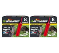 DETAUPEUR Lot de 16 Recharges pour Pieges Anti Taupes et Rats Taupiers - Utilisables sous la Pluie - Armement en Toute Sécurité - Système Exclusif RECHARG8X2