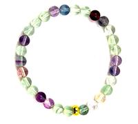 LE DEUCALION Bracelet sans fermoir en pierres véritables, perles de 6 mm avec intercalaire plaqué or. Idée cadeau Saint Valentin (FLUORITE, 19)