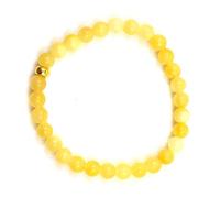 LE DEUCALION Bracelet sans fermoir en pierres véritables, perles de 6 mm avec intercalaire plaqué or. Idée cadeau NOEL, Saint Valentin (CALCITE JAUNE, 18)