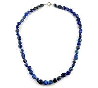 LE DEUCALION Collier bleu avec perles naturelles de lapis lazuli (non teinté) en forme de petits galets irréguliers. Fermoir anneau ressort en argent 925.