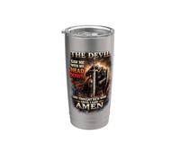 Le diable m'a vu de ma tête et a cru qu'il avait gagné, jusqu'à ce que je dise Amen Gobelet isotherme en acier inoxydable double paroi