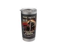 Le diable m'a vu de ma tête et a cru qu'il avait gagné, jusqu'à ce que je dise Amen Gobelet isotherme en acier inoxydable double paroi