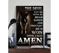 Le diable m'a vu la tête baissée et a pensé qu'il avait gagné jusqu'à ce que je dise Amen Horse Retro Art Metal Signs Décoration murale pour garage Cafe Bar Man Cave Funny Wall Decor Metal Tin Sign 8x