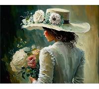 Le Dos D'Une Femme Élégante - Peinture Par Numéros Pour Adultes Une Femme Dans Un Chapeau Kits De Peinture Par Numéros Peinture À L'Huile Pour Adultes Peinture À La Main Par Numéro(40x50cm)