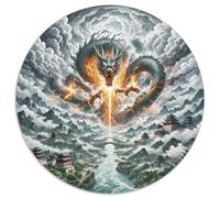 Le Dragon 1000 Pièces Puzzle Rond pour Adultes Fleur DIY Original Qualité SupérieureJeux De Défi Uniques 1000pcs (67.5x67.5cm)