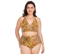 Le Dragon d'or Chinois Bikini Grande Taille Femme Maillot de Bain 2 Pièce Swimsuit pour Plage Filles