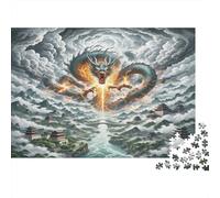 Le Dragon Papier Dragon dans des Nuages orageux au-Dessus de la rivière Kit Puzzle Cadeau Secret de Noël Stimulant Mental 38x26cm/1000 pièces