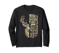 Le Drapeau Américain Chasse Tshirt Whitetail Buck Jäger Manche Longue