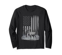 Le Drapeau Américain Chasse Tshirt Whitetail Buck Jäger Manche Longue
