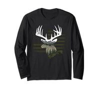 Le Drapeau Américain Chasse Tshirt Whitetail Buck Jäger Manche Longue