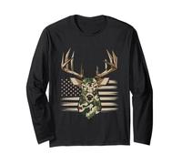 Le Drapeau Américain Chasse Tshirt Whitetail Buck Jäger Manche Longue