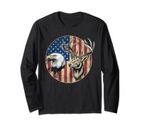 Le Drapeau Américain Chasse Tshirt Whitetail Buck Jäger Manche Longue