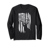 Le Drapeau Américain Chasse Tshirt Whitetail Buck Jäger Manche Longue