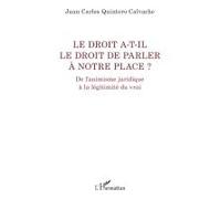 Le droit a-t-il le droit de parler à notre place ? De l’animisme juridique à la légitimité du vrai - Juan Carlos Quintero Calvache - L'harmattan - broché - Etude