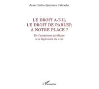 Le droit a-t-il le droit de parler à notre place ? De l’animisme juridique à la légitimité du vrai - Juan Carlos Quintero Calvache - L'harmattan - broché - Etude