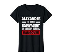 Le drôle Alexander prononce Le nom d'Alexander avec Une Gueule de Bois Humaine T-Shirt Graphique avec Valeur, Femme, Noir, XS