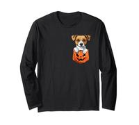 Le drôle Jack Russell Jette Un Coup d'œil dans sa Poche pour Halloween, Amoureux des Chiens Manche Longue