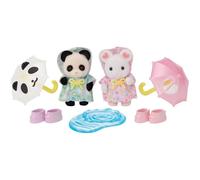 Sylvanian Families - Figurines Duo bébés en habits de pluie - 2 fig., 5 accessoires - 3+
