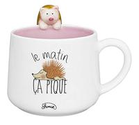 Le Fabuleux Shaman 40-2X-010 Mug Animal 3D Hérisson Le Matin Cà Pique Blanc Céramique D13,2 x H10,7 cm