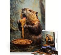 Le festin de Nouilles du Castor Puzzle de 1000 pièces pour Adolescents Concentration, détente, égarement Cadeau mémorable (50x75cm)