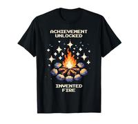 Le feu a été inventé | Pixel Art Stone Age Retro Gaming Caveman T-Shirt