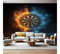 Le Feu et L'Eau Papier Peint Panoramique 3D Intissé Jeu de fléchettes Panoramique Peinture Murale pour Salon Chambre à Coucher D'Enfant Maison Personnalisé Décoration Murale 350x256 cm