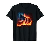 Le feu et Les Flammes de l'Amérique brûlent Le Drapeau Patriotique américain T-Shirt
