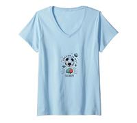 Le Football est ma thérapie : Inspirer la santé mentale Sportive T-Shirt avec Col en V, Femme, Bleu Céleste, S