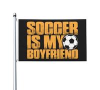 Le Football Est Mon Petit Ami Drapeau Drapeau Jardin Imperméable Bannière De Cour Durable Pour Balcon Intérieur Maison 3X5 Ft