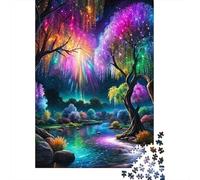 Le forêt Stream Puzzle Premium 1000 Pièces en Papier Recyclé Saules Lumineux pour Grands-Parents Entraînement Cognitif Loisirs Créatifs 52x38cm/1000pcs