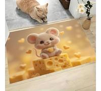 Le Fromage Little Mouse Bear Tapis d'entrée, Dessin Animé 3D Antidérapant Paillasson Entrée Lavable - Jaune Tapis de Porte Absorbant Et Durable pour Hall Salle de Bain, 45 x 75 cm
