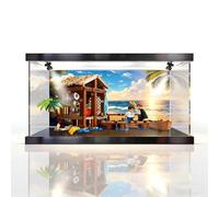 Le -go 75636 Windmill Village Cottage Model Set Acrylic Display Case Dustproof Clear Storage Box Compatible with Lego 75636 (Case Only, No Model) (Tri-Color Lightbox B)