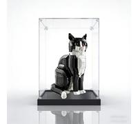 Le -go Ideas Series 21349 Tuxedo Cat Building Set Acrylic Display Case Dustproof Clear Storage Box Compatible with Lego 21349 (Case Only, No Model) (Black)
