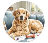 Le Golden Retriever 1000 Piece Animaux Puzzle Rond, pour Enfants Adulte Jouets De Anti Stress Décoration pour Enfants Cadeau 12 Ans De Qualité Supérieure 1000pcs (67.5x67.5cm)
