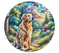 Le Golden Retriever 1000 Pièces Casse-tête Chien Animal Puzzle Rond pour Adultes Et Enfants Classiques l'art De La Décoration Moderne Qualité Supérieure 1000pcs (67.5x67.5cm)
