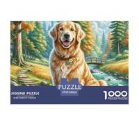 Le Golden Retriever 1000 Pieces Jigsaw Puzzles for Adults Challenging Game Stress Relieving Entertainment Exercise The Memory of The Brain for Men, Women, Elders, Seniors 38x26cm/1000pcs