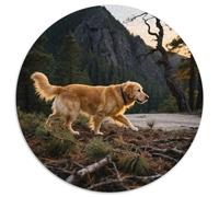 Le Golden Retriever 1000 Pièces Puzzle Animal de Compagnie Chien Puzzle Circulaire pour Adultes Et Enfants Classiques Jeux De Défi Uniques Décompression 1000pcs (67.5x67.5cm)