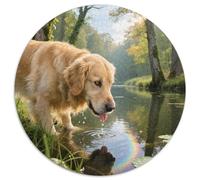 Le Golden Retriever 1000 Pièces Puzzle Animal de Compagnie Chien Puzzle Rond pour Adultes Et Enfants Classiques Cadeau Qualité Supérieure 1000pcs (67.5x67.5cm)