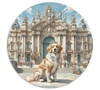 Le Golden Retriever 1000 Pièces Puzzle Circulaire Chien de Compagnie Puzzles Classiques Puzzle Rond Créatif Jeu D'Intelligence Décoration pour Enfants Cadeau 1000pcs (67.5x67.5cm)