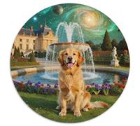 Le Golden Retriever 1000 Pièces Puzzle Circulaire Jeu Mignon Pet Chien Familial Pression Réduite Cadeau Unique pour Adultes Et Enfants 1000pcs (67.5x67.5cm)