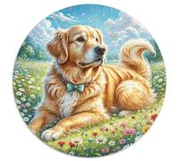 Le Golden Retriever 1000 Pièces Puzzle pour Adultes Et Enfan Animal Puzzle Rond Décoration Moderne Jeu Cadeau Unique 1000pcs (67.5x67.5cm)