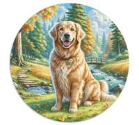 Le Golden Retriever 1000 Pièces Puzzle Rond Classiques Puzzles Jeu D'Intelligence Cadeau Unique pour Adultes Et Enfants 1000pcs (67.5x67.5cm)