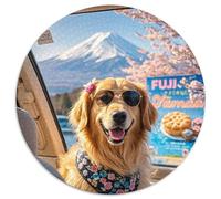 Le Golden Retriever 1000 Pièces Puzzle Rond Jeu Mignon Pets Difficile Impossible Cadeau Unique pour Adultes Et Enfants 1000pcs (67.5x67.5cm)