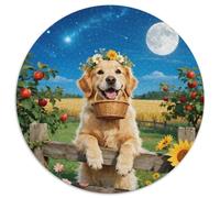 Le Golden Retriever 1000 Pièces Puzzle Rond Jeu Mignon Pets Jouets Éduchatifs Cadeau Unique pour Adultes Et Enfants 1000pcs (67.5x67.5cm)