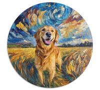 Le Golden Retriever Casse-tête De 1000 Pièces Ronds pour Adultes DIY Unique Créatif Jeux De Défi Uniques 1000pcs (67.5x67.5cm)