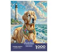 Le Golden Retriever Puzzle 1000 Pieces Cadeau Unique Jeu Éduchatif Challenge Toy À De Qualité Supérieure Peinture Art pour Adultes Et Enfants À Partir De 12 Ans 70x50cm/1000pcs